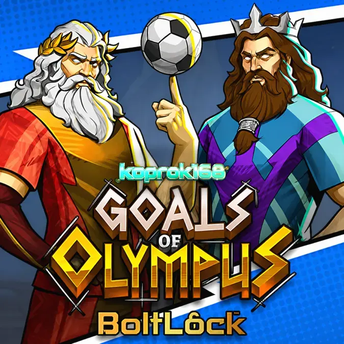 Tampilan antarmuka slot Goals of Olympus BoltLock dengan elemen mitologi dan sepak bola.